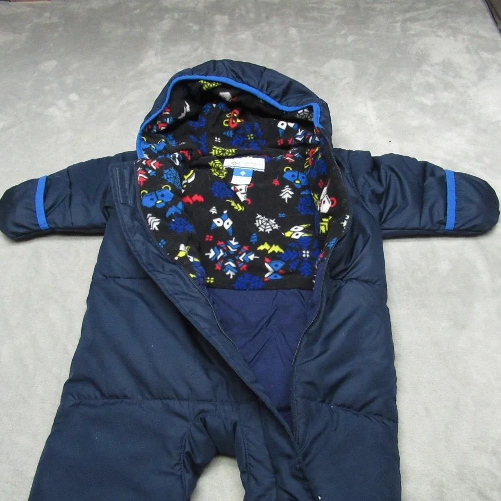Columbia Snuggly Bunny Down Bunting 6-12 Months Blue Insulated Hooded Snowsuit‎